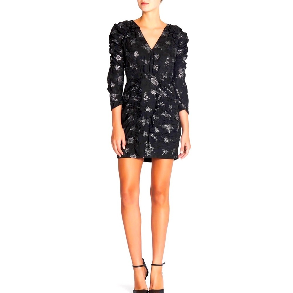 REBECCA TAYLOR GLITTER PRINT SILK JACQUARD DRESS Blk Glitter Sz 8 NWT​​
